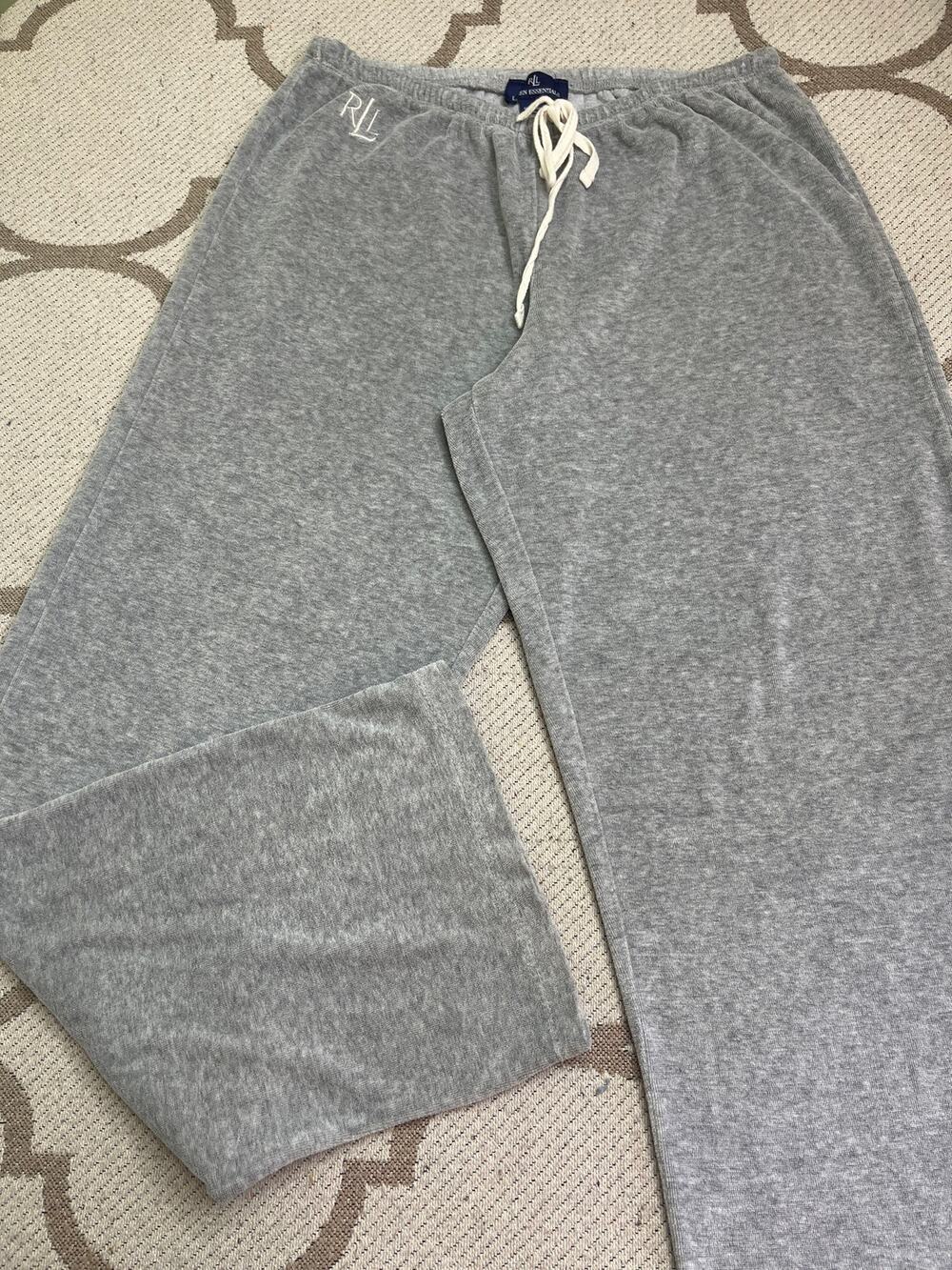 RLL Lauren Essentials soft velvet pull on straight leg lounge pants, size XS